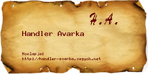 Handler Avarka névjegykártya